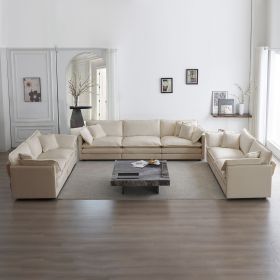 3 Piece Sofa Set Oversized Sofa Comfy Sofa Couch, 2 Pieces of 2 Seater and 1 Piece of 3 Seater Sofa for Living Room, Deep Seat Sofa Beige Chenille 3 Piece Sofa Set Oversized Sofa Comfy Sofa Couch, 2 Pieces of 2 Seater and 1 Piece of 3 Seater Sofa for Living Room, Deep Seat Sofa Beige Chenille