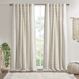 Cotton Printed Curtain Panel with Chenille Stripe and Lining(Only 1 Pc Panel) (Color: as Pic) Cotton Printed Curtain Panel with Chenille Stripe and Lining(Only 1 Pc Panel) (Color: as Pic)